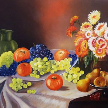 Pintura intitulada "les-raisins.jpg" por Jean Gaborieau, Obras de arte originais