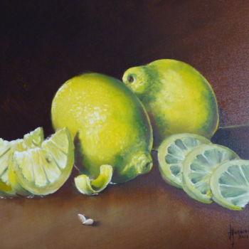 Pintura intitulada "les citrons étude" por Jean Gaborieau, Obras de arte originais