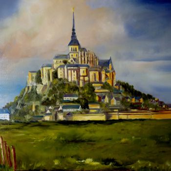 Pittura intitolato "le mont saint Michel" da Jean Gaborieau, Opera d'arte originale