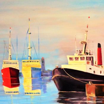 Pintura intitulada "l'avant port" por Jean Gaborieau, Obras de arte originais