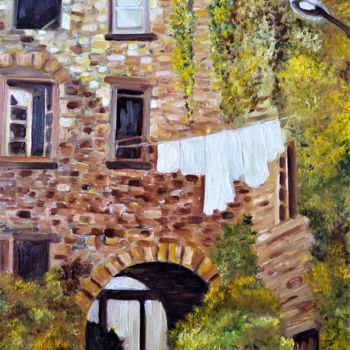 Pintura titulada "village résistant" por Jean Gaborieau, Obra de arte original