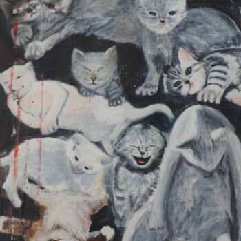 Painting titled "Chats" by Jean-Michel Liewig, Original Artwork, Other