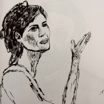 Disegno intitolato "Femme qui montre" da Jean-Michel Liewig, Opera d'arte originale, Altro