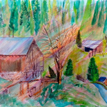 Drawing titled "Chalet Beaufortain" by Jean-Michel Liewig, Original Artwork, Other