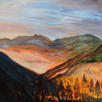 Peinture intitulée "Montagne dans la br…" par Jean-Michel Liewig, Œuvre d'art originale, Huile