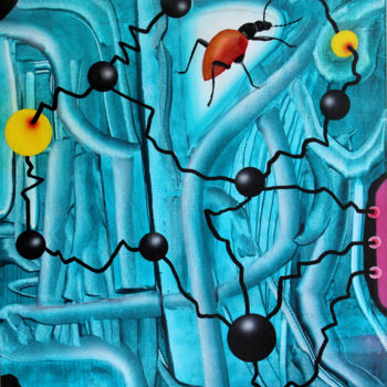 Peinture intitulée "Coléoptère intrusion" par Jean Michel Sabelle, Œuvre d'art originale, Acrylique