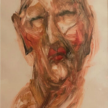 Peinture intitulée ""Fête des pères 2"" par Jean Moulin, Œuvre d'art originale, Huile Monté sur Carton