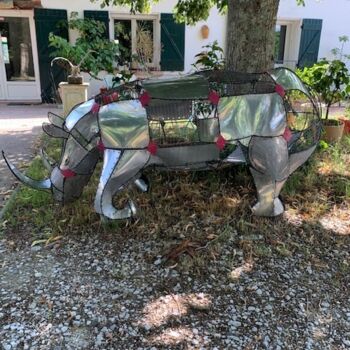 Sculpture titled "Le rhynoferoce" by Jean Noël Gilabert, Original Artwork, Metals