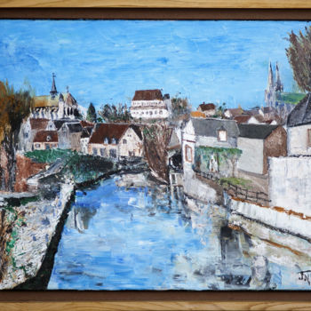 Painting titled "Chartres. vue de la…" by Jnm, Original Artwork, Oil