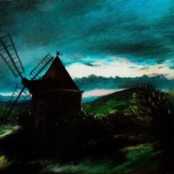 Peinture intitulée "Tombée de la nuit (…" par Jean Noel Remy, Œuvre d'art originale, Huile