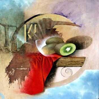 Картина под названием "kiwi" - Jean-Noël Riou, Подлинное произведение искусства, Масло
