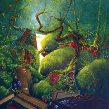 Картина под названием "les secrets de Merl…" - Jean-Noël Riou, Подлинное произведение искусства, Масло Установлен на Деревян…