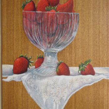 Painting titled "fraises du jardin" by Jean Paul Birebent, Original Artwork, Oil