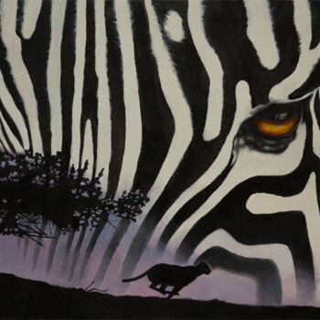 Peinture intitulée "Le zebre" par Jean Paul Boyer, Œuvre d'art originale, Huile