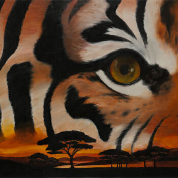 Peinture intitulée "L'Oeil du Tigre" par Jean Paul Boyer, Œuvre d'art originale, Huile