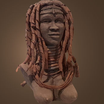 Sculptuur getiteld "Africaine Namibie" door Jean Paul Constant, Origineel Kunstwerk, Terra cotta