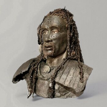 Sculpture titled "Guerrier" by Jean Paul Constant, Original Artwork, Terra cotta