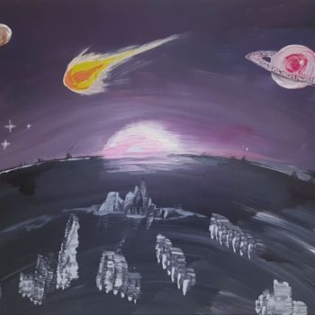 「Cosmos」というタイトルの絵画 Nelopoによって, オリジナルのアートワーク, アクリル ウッドストレッチャーフレームにマウント