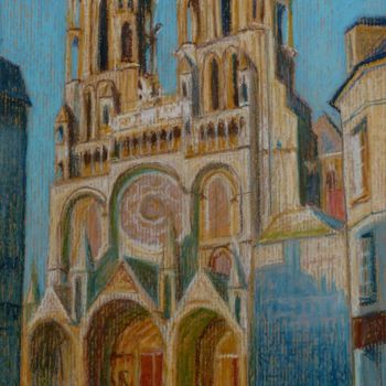 Peinture intitulée "Cathédrale de Laon…" par Gipéhel, Œuvre d'art originale