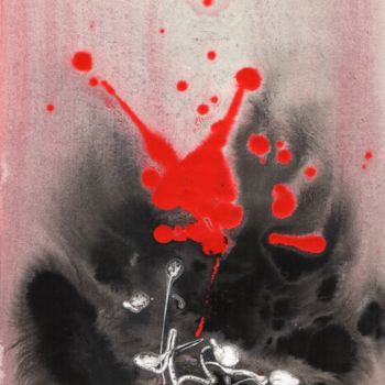 Peinture intitulée "Etude en rouge N° 3" par Gipéhel, Œuvre d'art originale, Autre