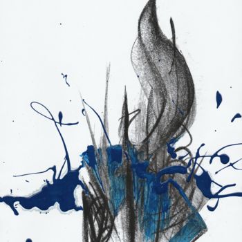Σχέδιο με τίτλο "Blue Note" από Gipéhel, Αυθεντικά έργα τέχνης, Κάρβουνο