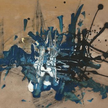 Pittura intitolato "Reflet Bleu" da Gipéhel, Opera d'arte originale, Acrilico
