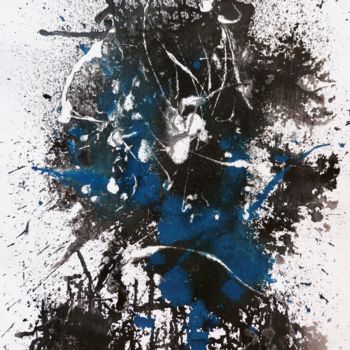 Painting titled "Black and Blue" by Gipéhel, Original Artwork, Ink