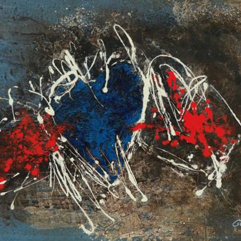 Peinture intitulée "Un Coeur en hiver" par Gipéhel, Œuvre d'art originale, Acrylique