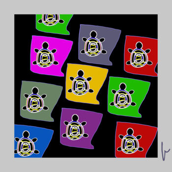 제목이 "10 petites tortues…"인 디지털 아트 Jean Paul Pierozzi로, 원작, 디지털 페인팅