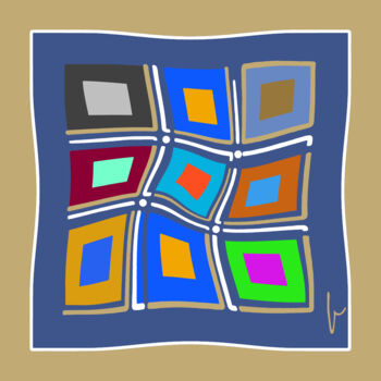 Digital Arts titled "Grid of fake squares" by Jean Paul Pierozzi, Original Artwork, Digital Painting