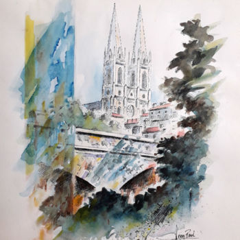 Painting titled "Niort/Colline St An…" by Jean-Paul Ramon, Original Artwork, Watercolor