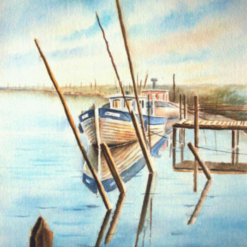 Painting titled "Atmosphère maritime…" by Jean-Paul Ramon, Original Artwork, Watercolor