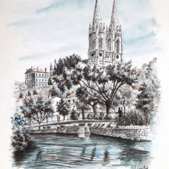 Painting titled "Niort/Colline St An…" by Jean-Paul Ramon, Original Artwork, Watercolor