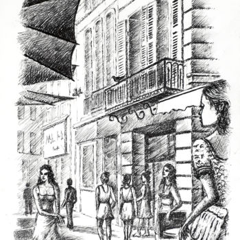 「Souvenir d'été...」というタイトルの絵画 Jean-Paul Ramonによって, オリジナルのアートワーク, インク