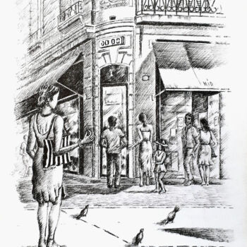 "Promenade hors du t…" başlıklı Tablo Jean-Paul Ramon tarafından, Orijinal sanat, Mürekkep