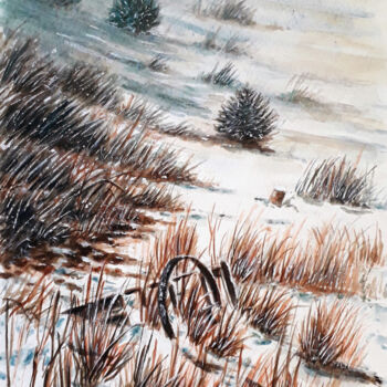Peinture intitulée "Vent d'hiver" par Jean-Paul Ramon, Œuvre d'art originale, Aquarelle
