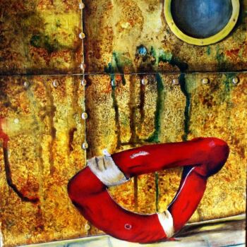 Картина под названием "c'était la bouée" - Jean Paul Tersin, Подлинное произведение искусства, Масло