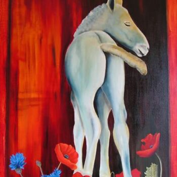 Painting titled "le poulain coquelic…" by Jean Paul Tersin, Original Artwork, Oil