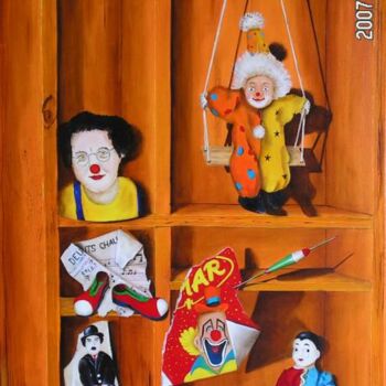 Malarstwo zatytułowany „Clowns dans le bois” autorstwa Jean Paul Tersin, Oryginalna praca, Olej