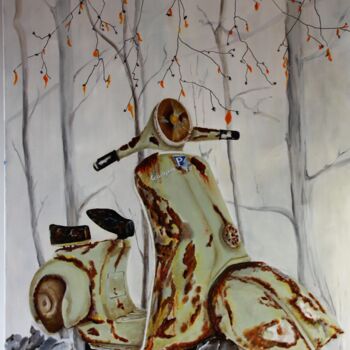 Painting titled "Ma Vespa" by Jean Paul Tersin, Original Artwork, Oil