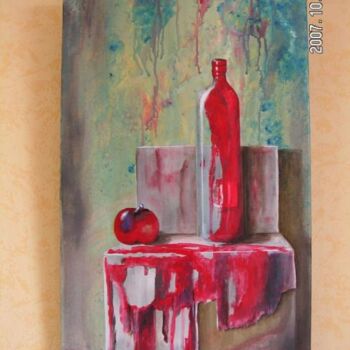 Peinture intitulée "rouge coulures" par Jean Paul Tersin, Œuvre d'art originale, Huile