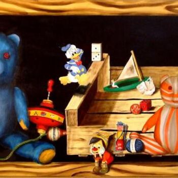 Peinture intitulée "le Nounours bleu" par Jean Paul Tersin, Œuvre d'art originale, Huile