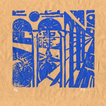 Gravures & estampes intitulée "Clin d'œil à Fra An…" par Jean-Philippe Degraeve, Œuvre d'art originale, Linogravures