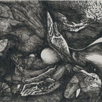 Zeichnungen mit dem Titel "Velours carnivore" von Jean-Philippe Degraeve, Original-Kunstwerk, Tinte