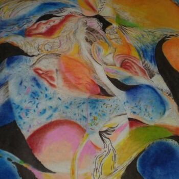 Drawing titled "Eros à genoux 1" by Jean-Philippe Degraeve, Original Artwork, Pastel