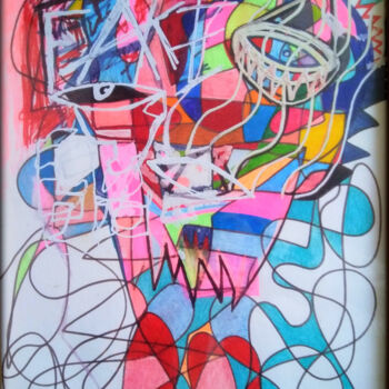 Картина под названием "Fake" - Jean Philippe Desmoulins, Подлинное произведение искусства, Маркер Установлен на Деревянная п…
