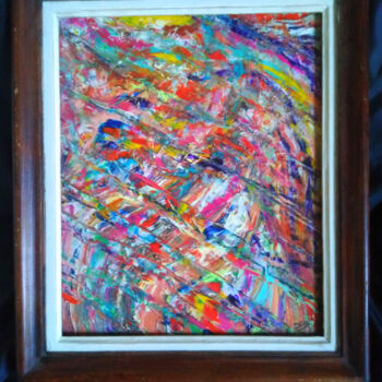 Painting titled "Cassiopée" by Jean Philippe Desmoulins, Original Artwork, Oil Mounted on Wood Stretcher frame