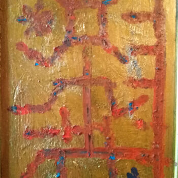 Painting titled "Primaire" by Jean Philippe Desmoulins, Original Artwork, Acrylic Mounted on Wood Stretcher frame
