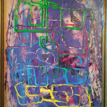 Schilderij getiteld "Sonora" door Jean Philippe Desmoulins, Origineel Kunstwerk, Olie Gemonteerd op Frame voor houten branca…