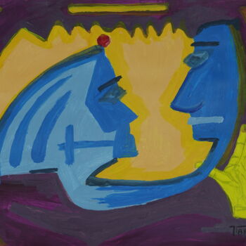 Malerei mit dem Titel "Discussion" von Jean-Pierre Allano, Original-Kunstwerk, Acryl
